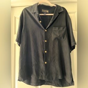 Nat Nast mens button up short sleeve size m black silk
